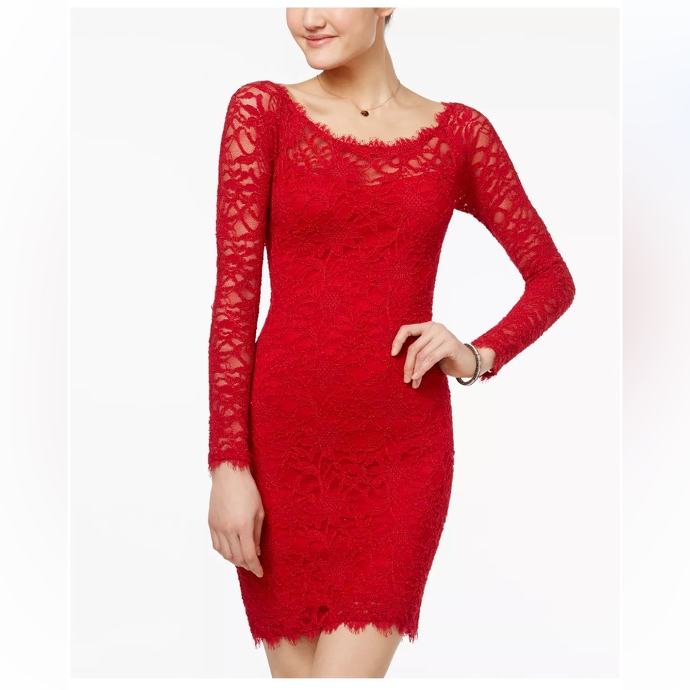 Jump Apperal red dress with lace overlay S